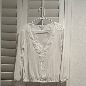 Express White Lace Trim Top